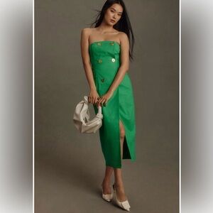 Elegant Green Strapless Dress